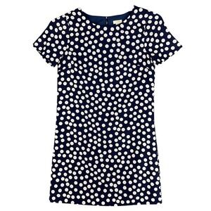 J Crew Polka Dot Shirt Dress Womens 00 Blue Lined Business Casual Cottage Chic